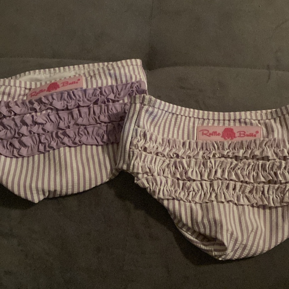 2t ruffle butts swim bottom purple stripes lot of 2